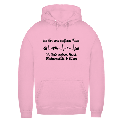 Einfache Frau - Liebe meinen Hund, Wohnmobil und Wein - Frauen Hoodie - Campingfamilie.de