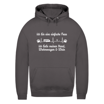 Einfache Frau - Liebe meinen Hund, Wohnwagen und Wein - Frauen Hoodie - Campingfamilie.de