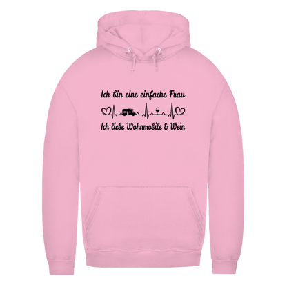 Einfache Frau - Liebe Wohnmobile und Wein - Frauen Hoodie - Campingfamilie.de