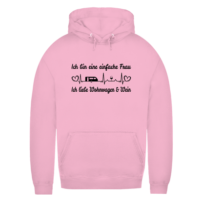 Einfache Frau - Liebe Wohnwagen und Wein - Frauen Hoodie - Campingfamilie.de