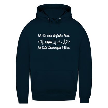 Einfache Frau - Liebe Wohnwagen und Wein - Frauen Hoodie - Campingfamilie.de