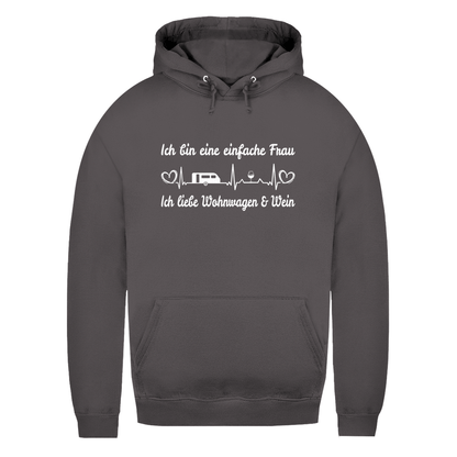 Einfache Frau - Liebe Wohnwagen und Wein - Frauen Hoodie - Campingfamilie.de