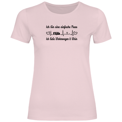 Einfache Frau - Liebe Wohnwagen und Wein - Frauen Shirt - Campingfamilie.de