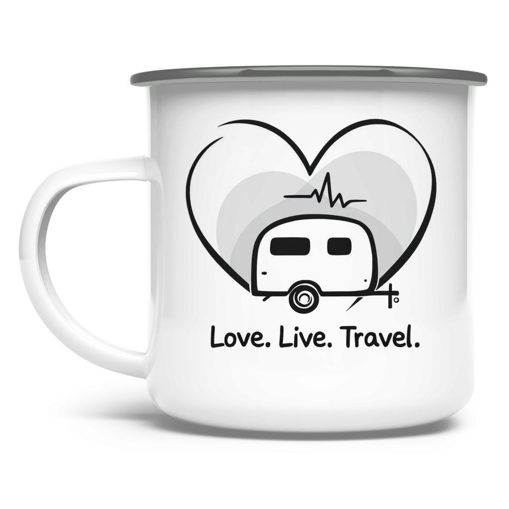 Love.Life.Travel - Emaille Tasse