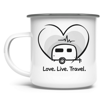 Love.Life.Travel - Emaille Tasse