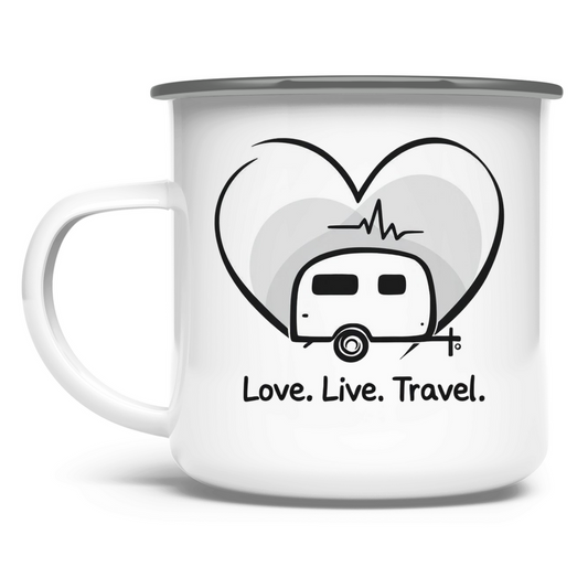 Love.Life.Travel - Emaille Tasse