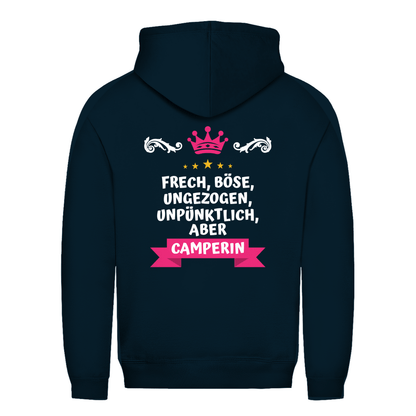 Freche Camperin - Backprint Frauen Hoodie - Campingfamilie.de