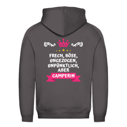 Freche Camperin - Backprint Frauen Hoodie - Campingfamilie.de