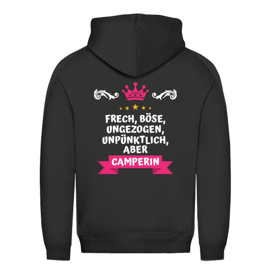 Freche Camperin - Backprint Frauen Hoodie - Campingfamilie.de