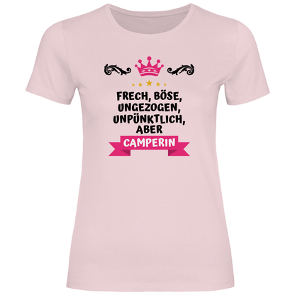 Freche Camperin - Frauen Shirt - Campingfamilie.de