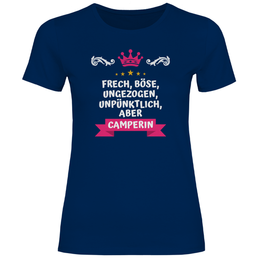 Freche Camperin - Frauen Shirt - Campingfamilie.de