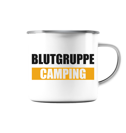 Blutgruppe Camping - Emaille Tasse (Silber) - Campingfamilie.de