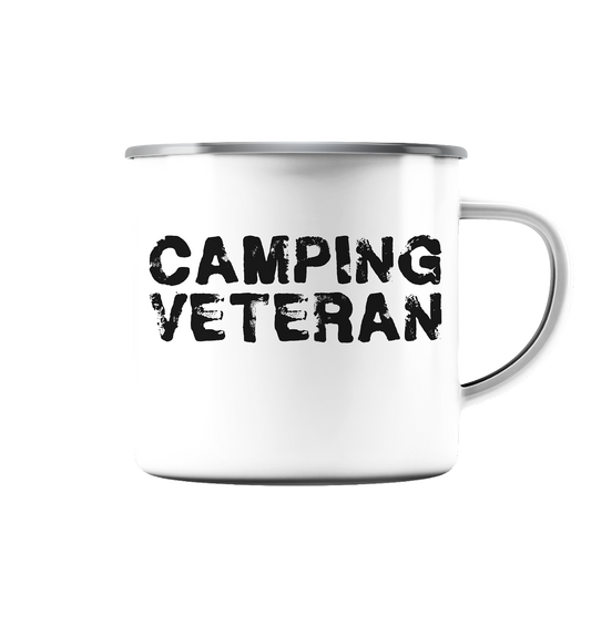 Camping Veteran - Emaille Tasse (Silber)