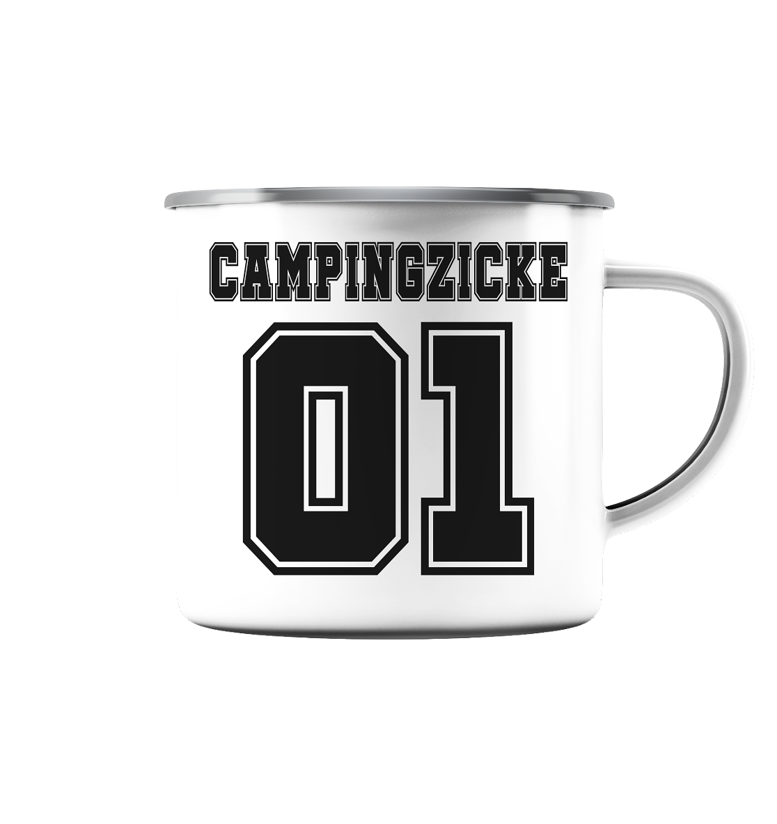 Campingzicke - Emaille Tasse (Silber)