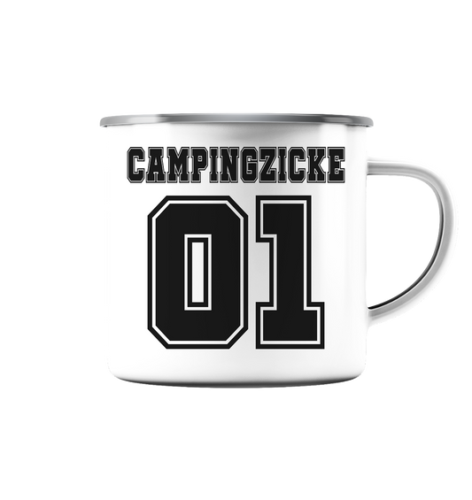 Campingzicke - Emaille Tasse (Silber)