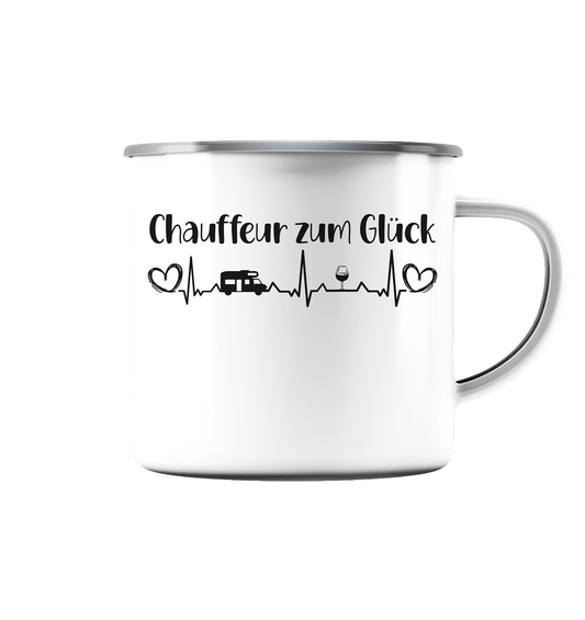 Chauffeur zum Glück - Emaille Tasse (Silber)