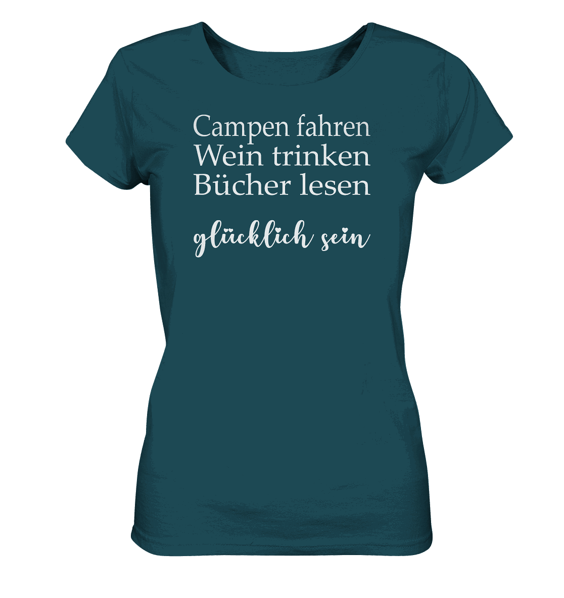 Camping Wein Buch = Glücklich - Ladies Organic Shirt