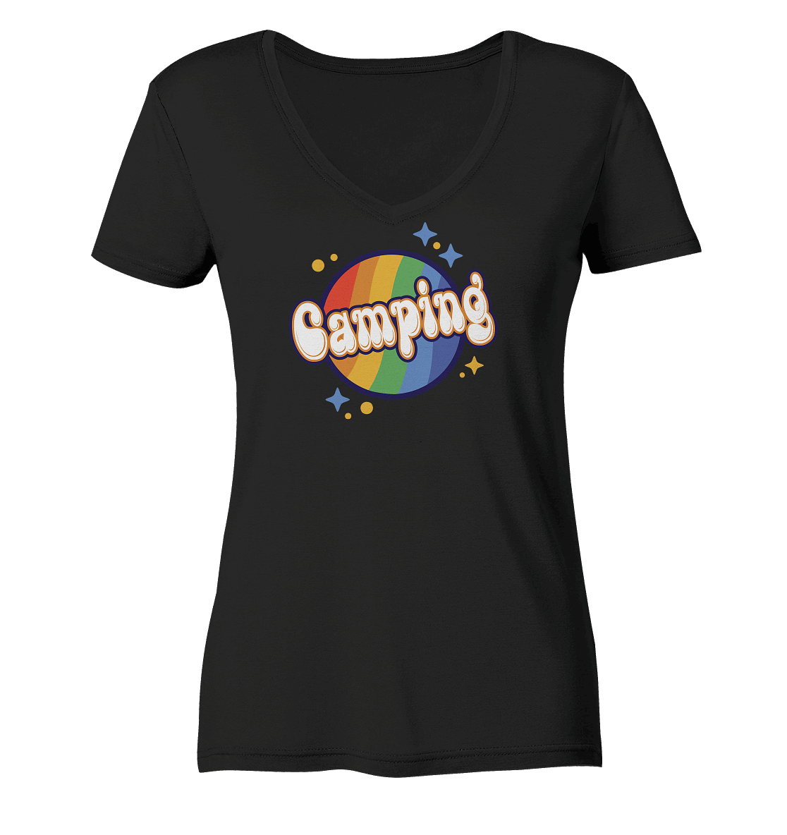 Pride LGBTQ Camping - Ladies Organic V-Neck Shirt