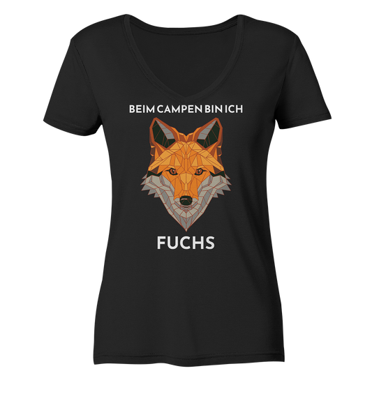 Beim Campen bin ich Fuchs - Ladies Organic V-Neck Shirt
