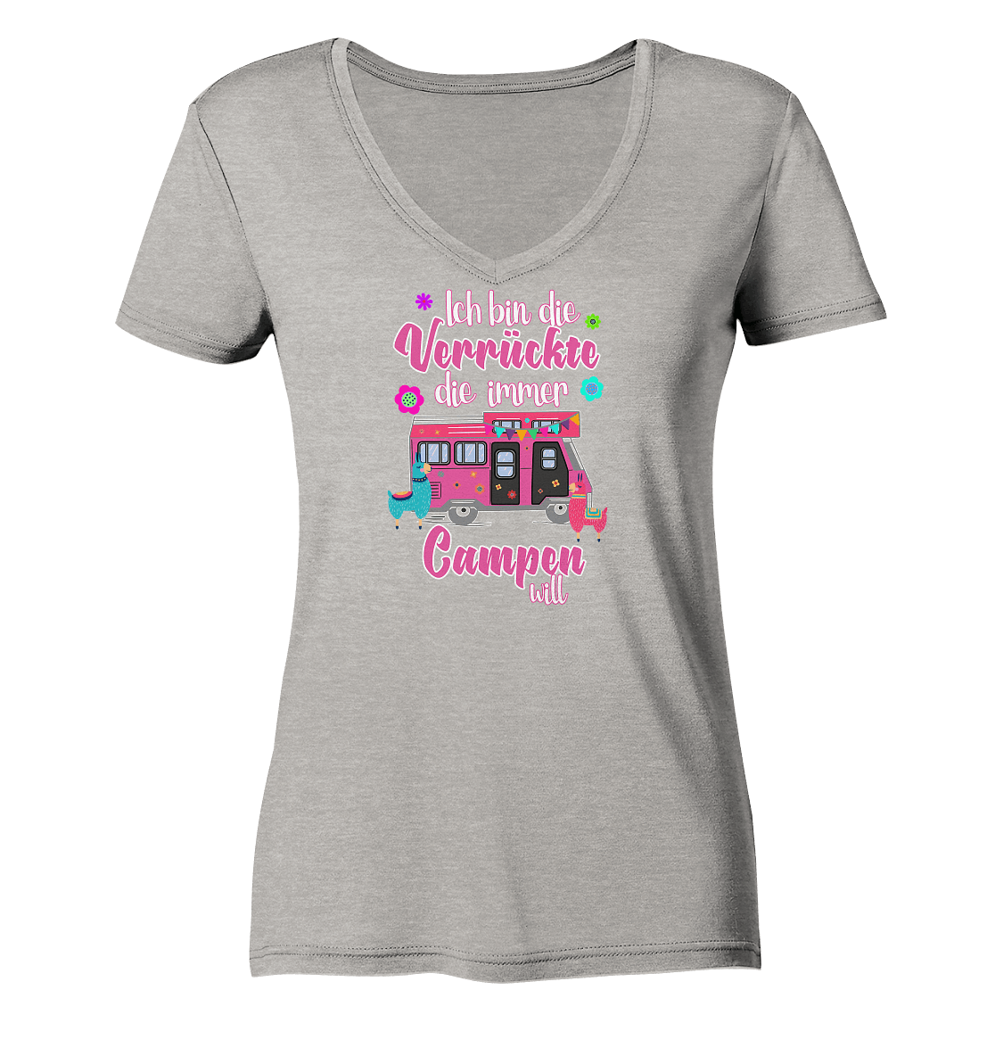 Ich bin die Verrückte, die immer Campen will (Wohnmobil) - Ladies Organic V-Neck Shirt