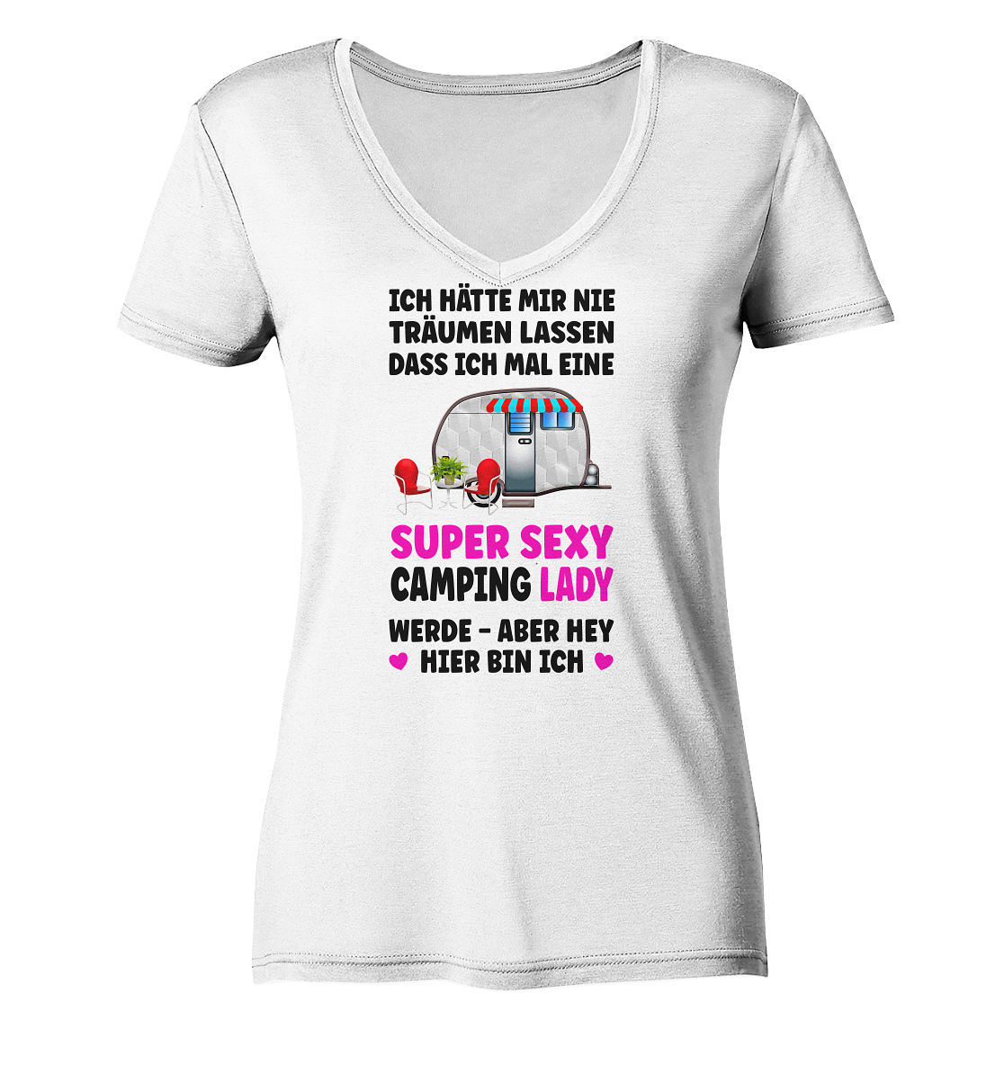 Super Sexy Camping Lady - Ladies Organic V-Neck Shirt