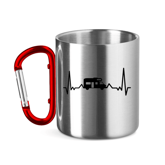 Herzschlag mit Wohnmobil - Edelstahl Tasse - Campingfamilie.de