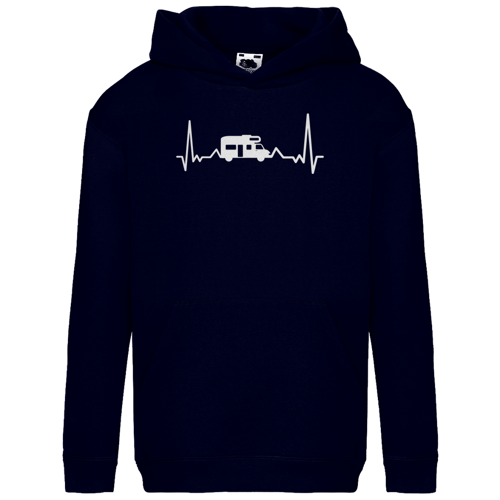 Herzschlag mit Wohnmobil - Kinder Hoodie - Campingfamilie.de