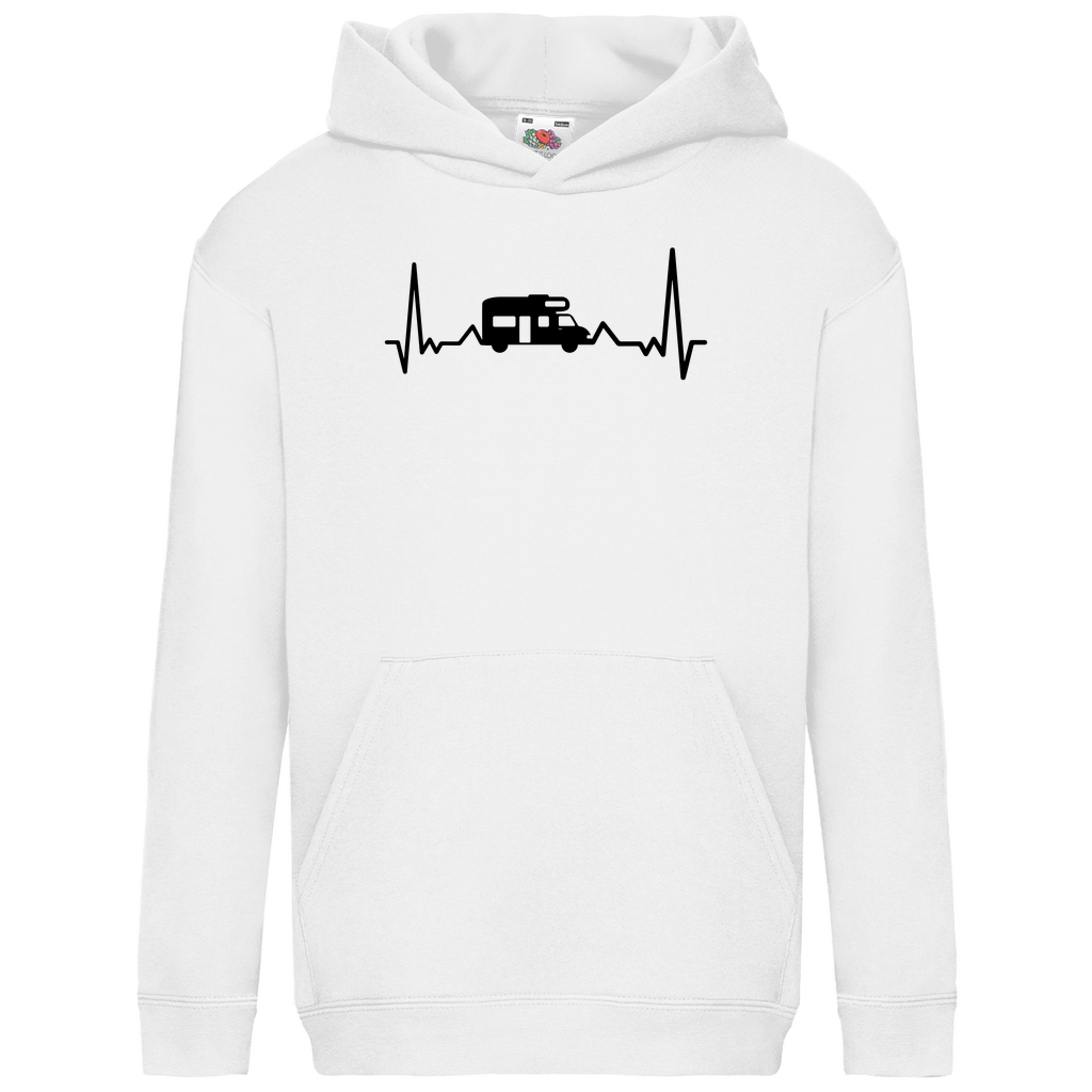 Herzschlag mit Wohnmobil - Kinder Hoodie - Campingfamilie.de