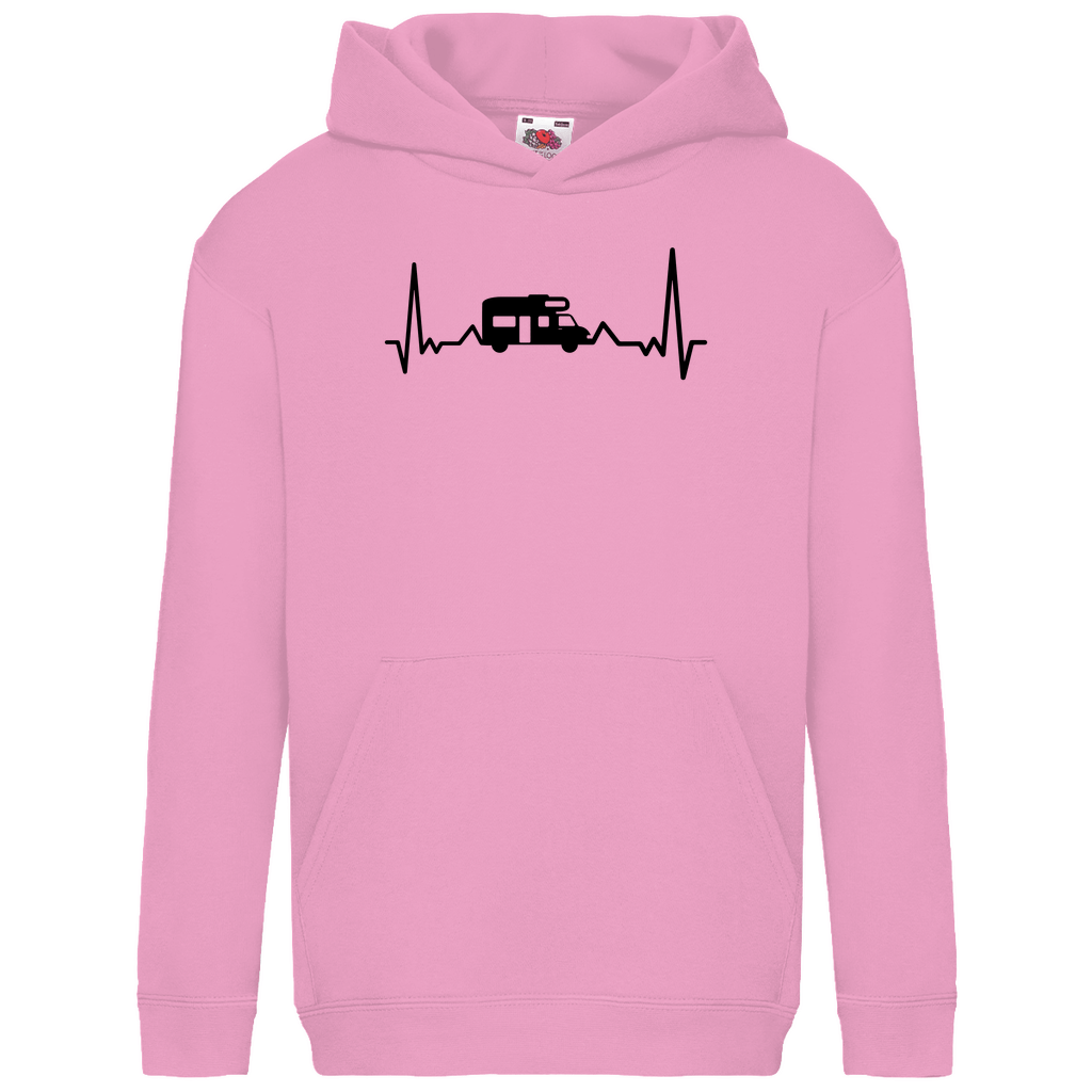 Herzschlag mit Wohnmobil - Kinder Hoodie - Campingfamilie.de