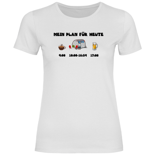 Mein Plan für heute: Kaffee, Camping, Bier - Frauen Shirt - Campingfamilie.de