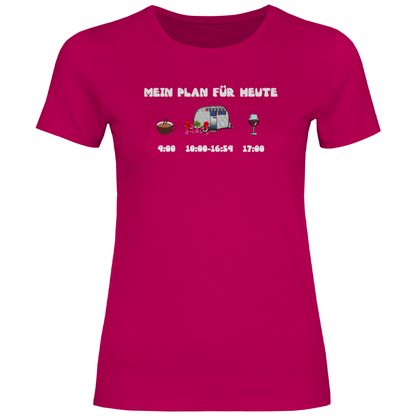 Mein Plan für heute: Kaffee, Camping, Wein - Frauen Shirt - Campingfamilie.de