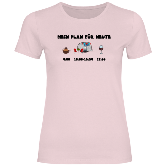 Mein Plan für heute: Kaffee, Camping, Wein - Frauen Shirt - Campingfamilie.de