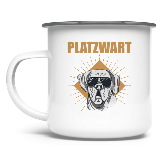 Platzwart - Emaille Tasse - Campingfamilie.de