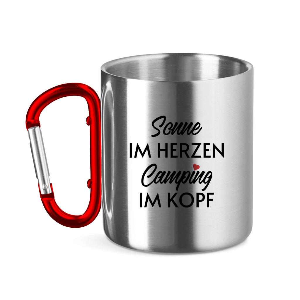 Sonne im Herzen Camping im Kopf - Edelstahl Tasse - Campingfamilie.de