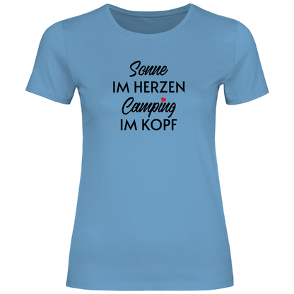 Sonne im Herzen Camping im Kopf - Frauen Shirt - Campingfamilie.de