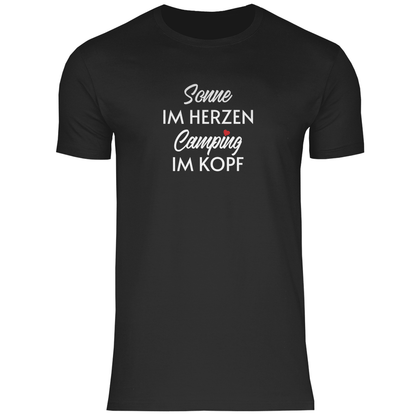 Sonne im Herzen Camping im Kopf - Männer Shirt - Campingfamilie.de