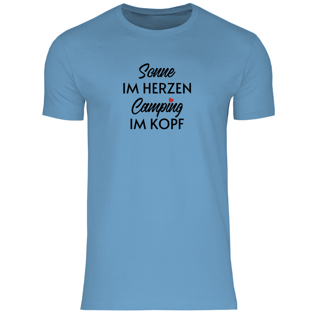 Sonne im Herzen Camping im Kopf - Männer Shirt - Campingfamilie.de