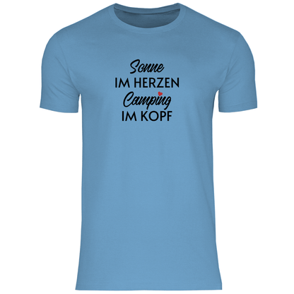 Sonne im Herzen Camping im Kopf - Männer Shirt - Campingfamilie.de