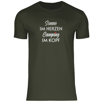 Sonne im Herzen Camping im Kopf - Männer Shirt - Campingfamilie.de