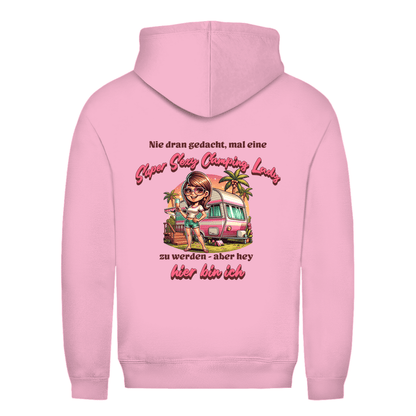 Super Sexy Camping Lady (Sekt) - Backprint Frauen Hoodie - Campingfamilie.de