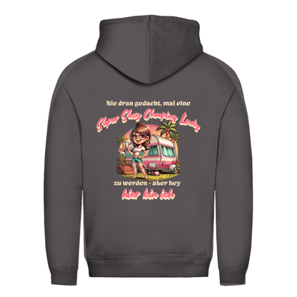Super Sexy Camping Lady (Sekt) - Backprint Frauen Hoodie - Campingfamilie.de