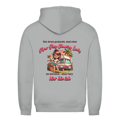 Super Sexy Camping Lady (Sekt) - Backprint Frauen Hoodie - Campingfamilie.de
