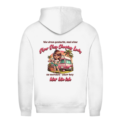 Super Sexy Camping Lady (Sekt) - Backprint Frauen Hoodie - Campingfamilie.de