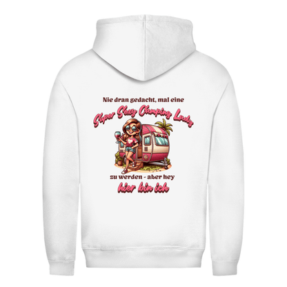 Super Sexy Camping Lady (Wein) - Backprint Frauen Hoodie - Campingfamilie.de