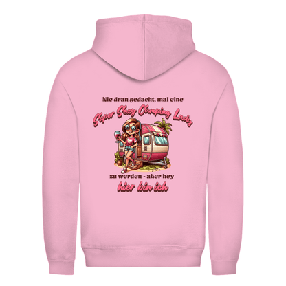 Super Sexy Camping Lady (Wein) - Backprint Frauen Hoodie - Campingfamilie.de