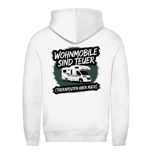 Wohnmobile sind teuer – Therapeuten aber auch! - Backprint Frauen Hoodie - Campingfamilie.de