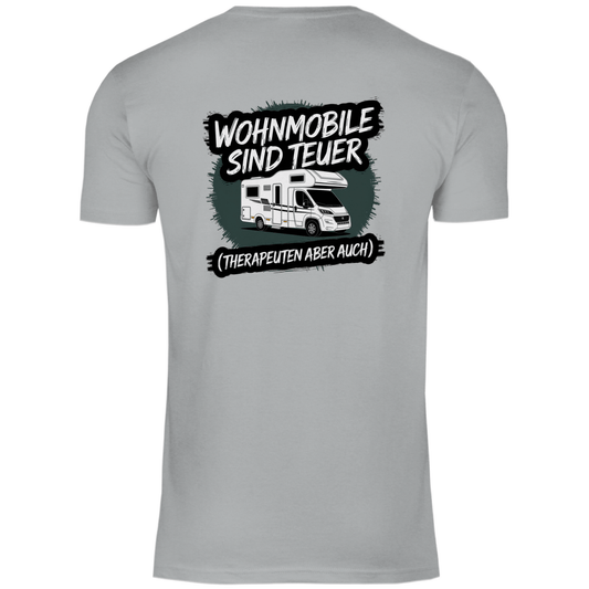 Wohnmobile sind teuer – Therapeuten aber auch! - Backprint Männer Shirt - Campingfamilie.de