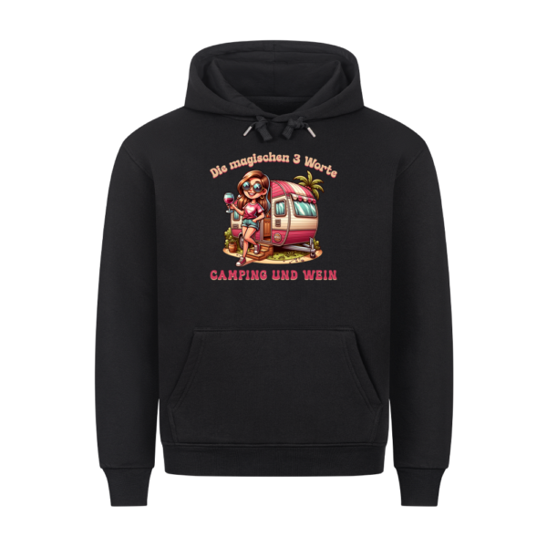 01a025e0-9033-7795-9c69-29aecc1f87fb.png Die magischen 3 Worte – Camping und Wein - Hoodie für Camperinnen