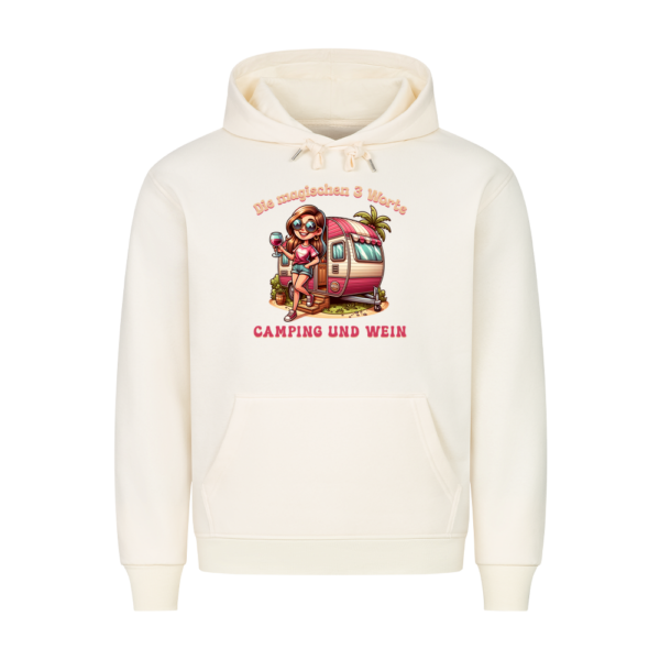 01a025e0-92ff-754d-83f7-433cbbab9ff9.png Die magischen 3 Worte – Camping und Wein - Hoodie für Camperinnen