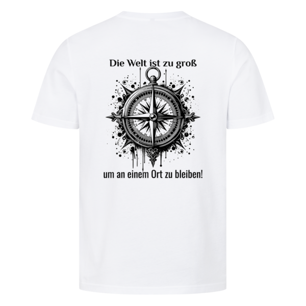 01a02db2-196d-72f9-8530-961f0eb26f03.png Die Welt ist zu groß, um an einem Ort zu bleiben- Backprint Shirt für Camper